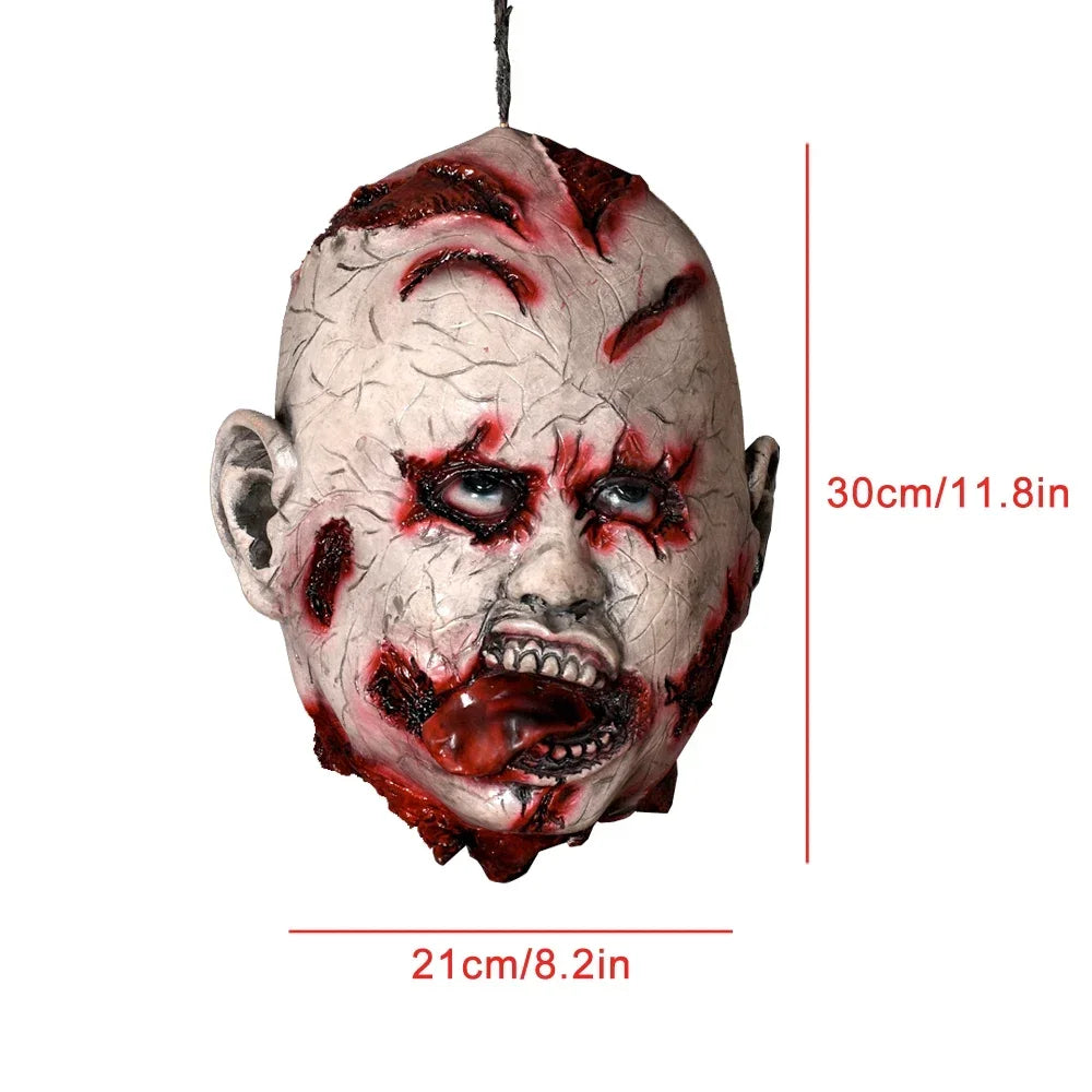 Decoración de Halloween casa embrujada Horror pelo largo cabeza simulada Ghos colgante accesorios de Halloween habitación Escape colgante con cuentas
