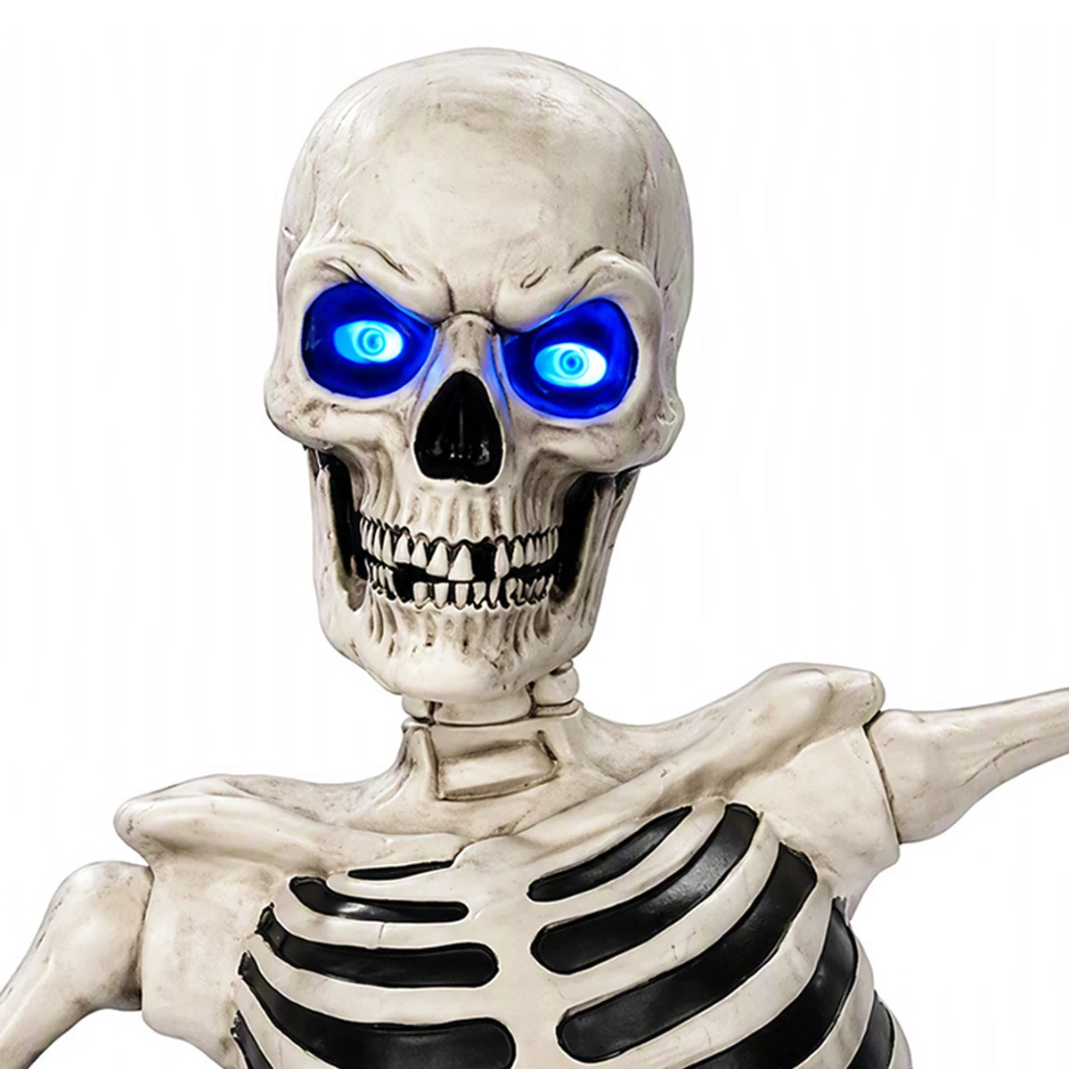 Accesorio de calavera gigante de cementerio para Halloween, rompiendo el suelo, con ojos LED brillantes y brazos ajustables, decoración de jardín para exteriores