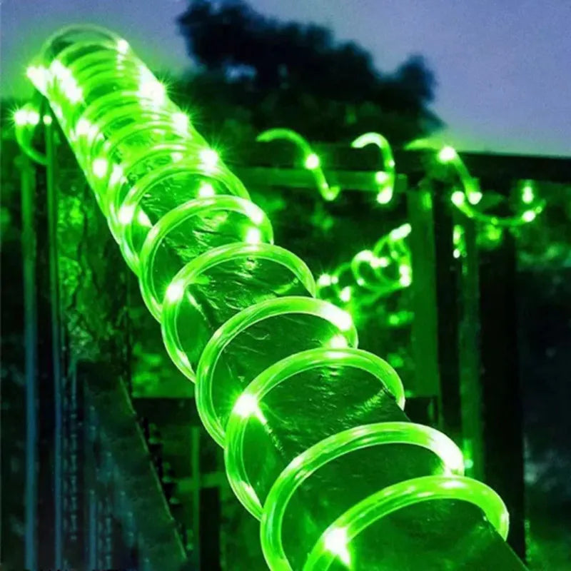Tira de luces solares LED, luces para caminos, terrazas, jardín, exteriores, guirnalda de luces solares, iluminación exterior impermeable, 8 modos de luz