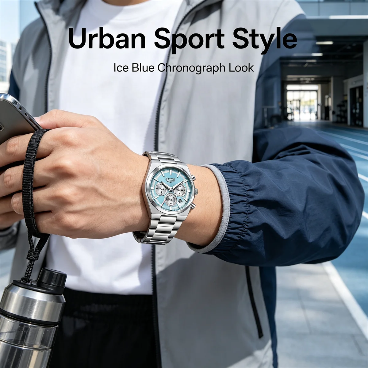Reloj LIGE de cuarzo para hombre, de acero inoxidable, con esfera texturizada luminosa, estilo deportivo para exteriores, casual y de negocios, resistente al agua.