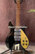 Guitarra Eléctrica Negra de 6 Cuerdas 325, Cuerpo de Palisandro, 3 Mini Pastillas, Golpeador Dorado