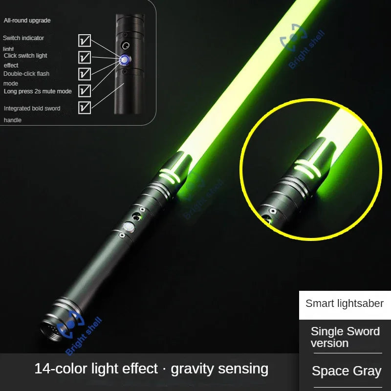 Juguete de sable de luz láser de metal, sable de luz RGB con 15 cambios de color, sonidos, efectos Force FX, FOC, juguete bláster, regalo de espada láser Jedi