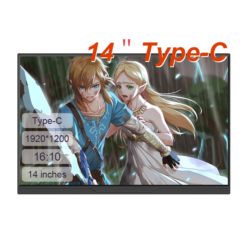 Lanlipu, monitor portátil de 14, 15,6 y 16 pulgadas, pantalla adicional ultrafina, resolución 1920 x 1200, para PC, teléfonos móviles, Xbox, Switch, PS4/5.