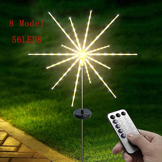 Luz LED de fuegos artificiales solares para exteriores, lámpara de caballo de meteorito, guirnalda de luces, decoración de calle y jardín, luz navideña de Año Nuevo