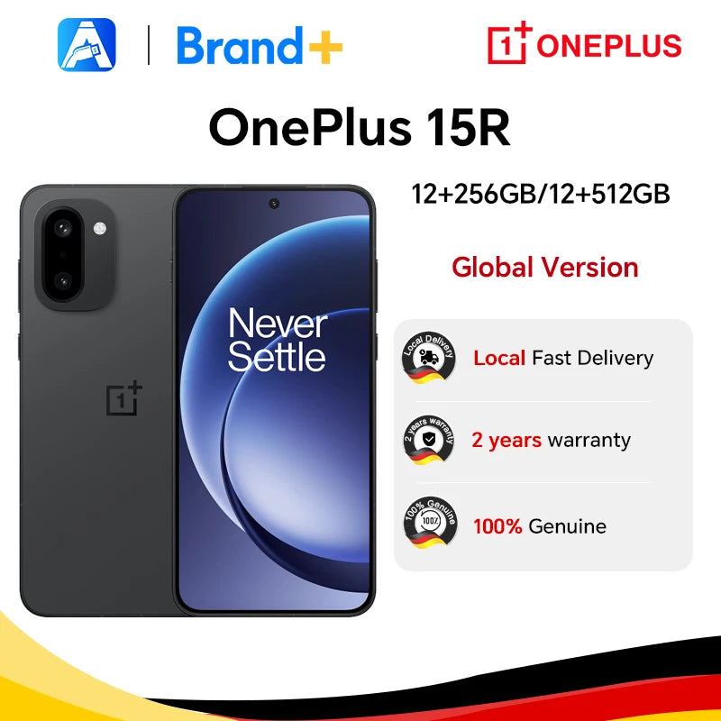 Smartphone OnePlus 15R Versión Global 5G, 12GB+256GB, 12GB+512GB, Snapdragon 8 Gen 5, 7400mAh, Pantalla de 165Hz, IP69, Negro