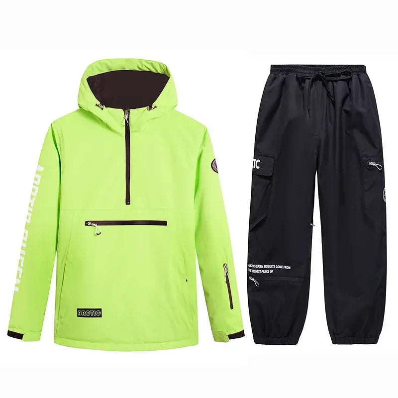 Conjuntos de Trajes de Nieve para Hombre y Mujer, Ropa de Snowboard, Ropa de Invierno para Exteriores, Sudadera con Capucha, Traje Impermeable, Chaqueta de Esquí + Pantalones