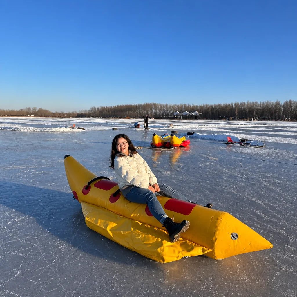 Bote de Nieve Inflable Resistente 2027 para 3-5 Personas, Trineo de Esquí de PVC Duradero, Trineo Acuático Gigante de Invierno para Exteriores