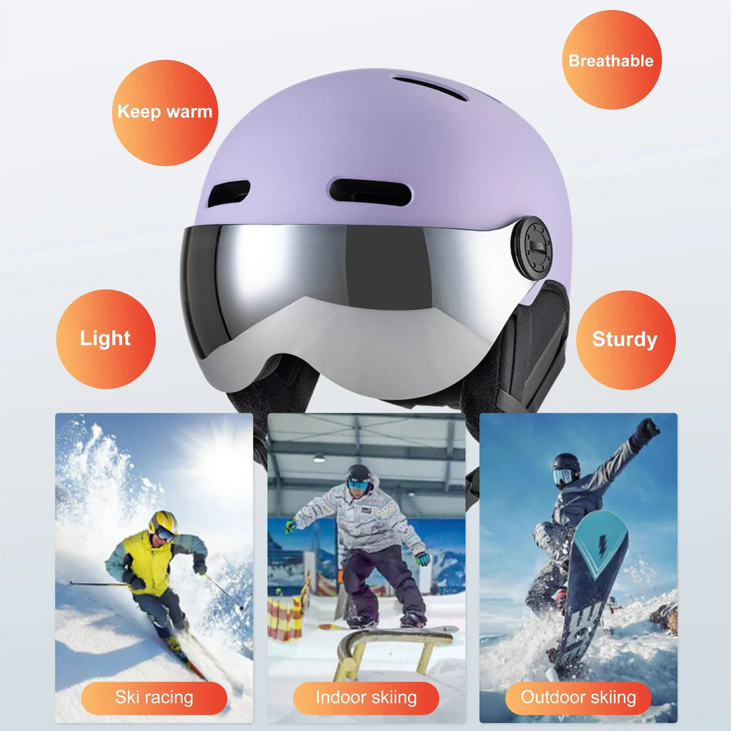 Casco de esquí Seeker con gafas Casco de nieve de invierno Deportes al aire libre Esquí alpino Casco de patinaje Casco de esquí para hombres y mujeres adultos