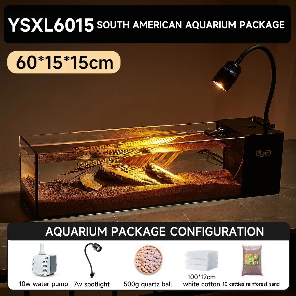 Wholesale Low Iron Glass 20 Gallon Betta Fish Tank Ultra Clear Desktop Decoration Aquarium Tank With Aquarium Pump and Led
