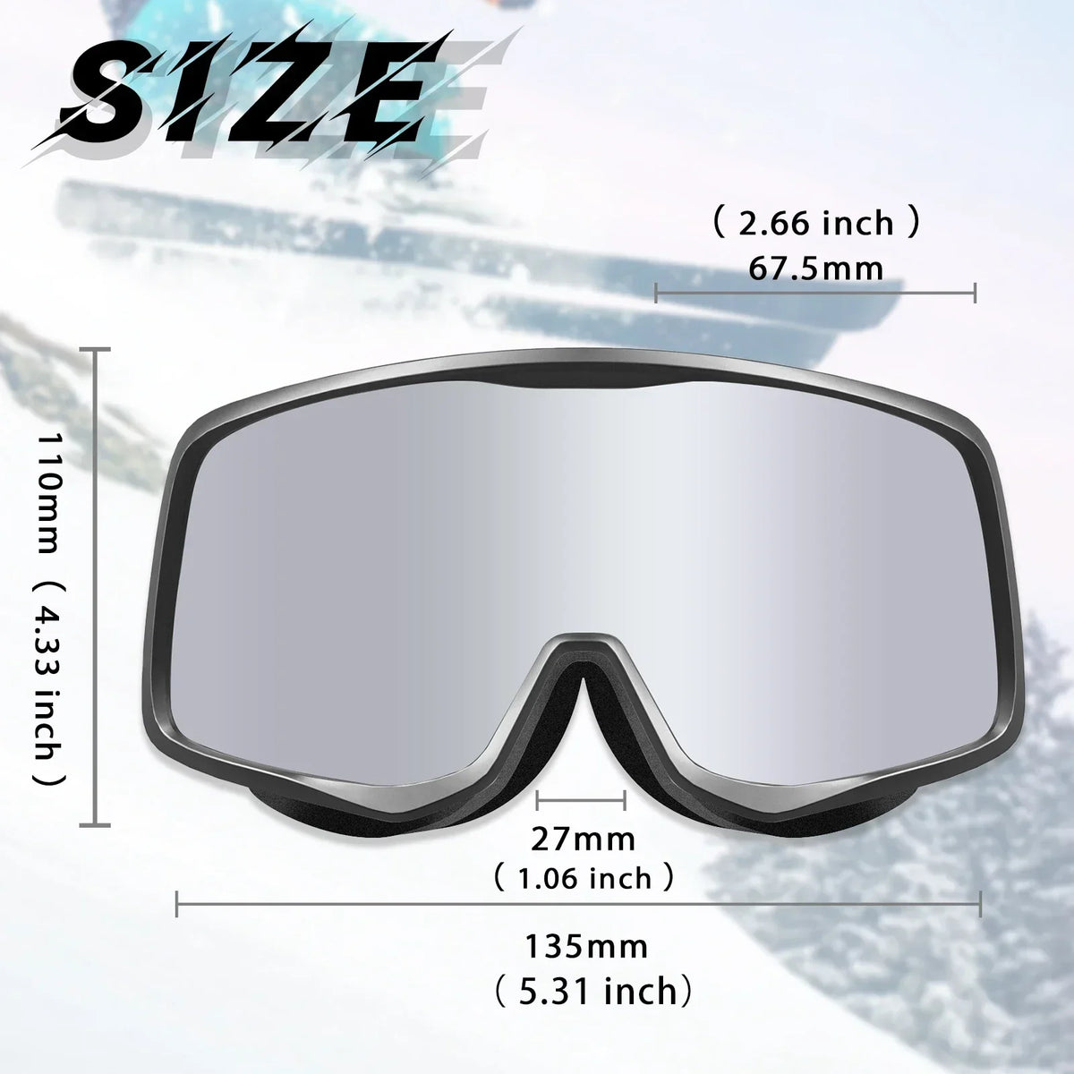 Gafas de Nieve Kapvoe UV400, Gafas de Sol para Esquí y Snowboard, Máscara de Esquí para Hombre y Mujer, Kit de Lentes Antivaho, Gafas de Protección para Moto de Nieve