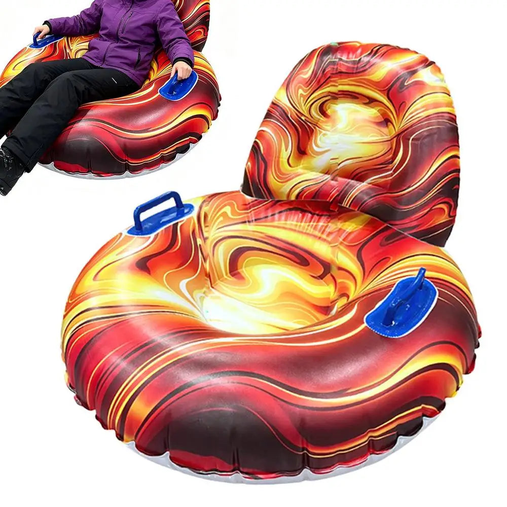 Tubos de nieve para adultos, trineos ergonómicos inflables con base antideslizante y respaldo, ideales para actividades al aire libre en familia durante el invierno, para practicar deportes en la playa o en un parque.