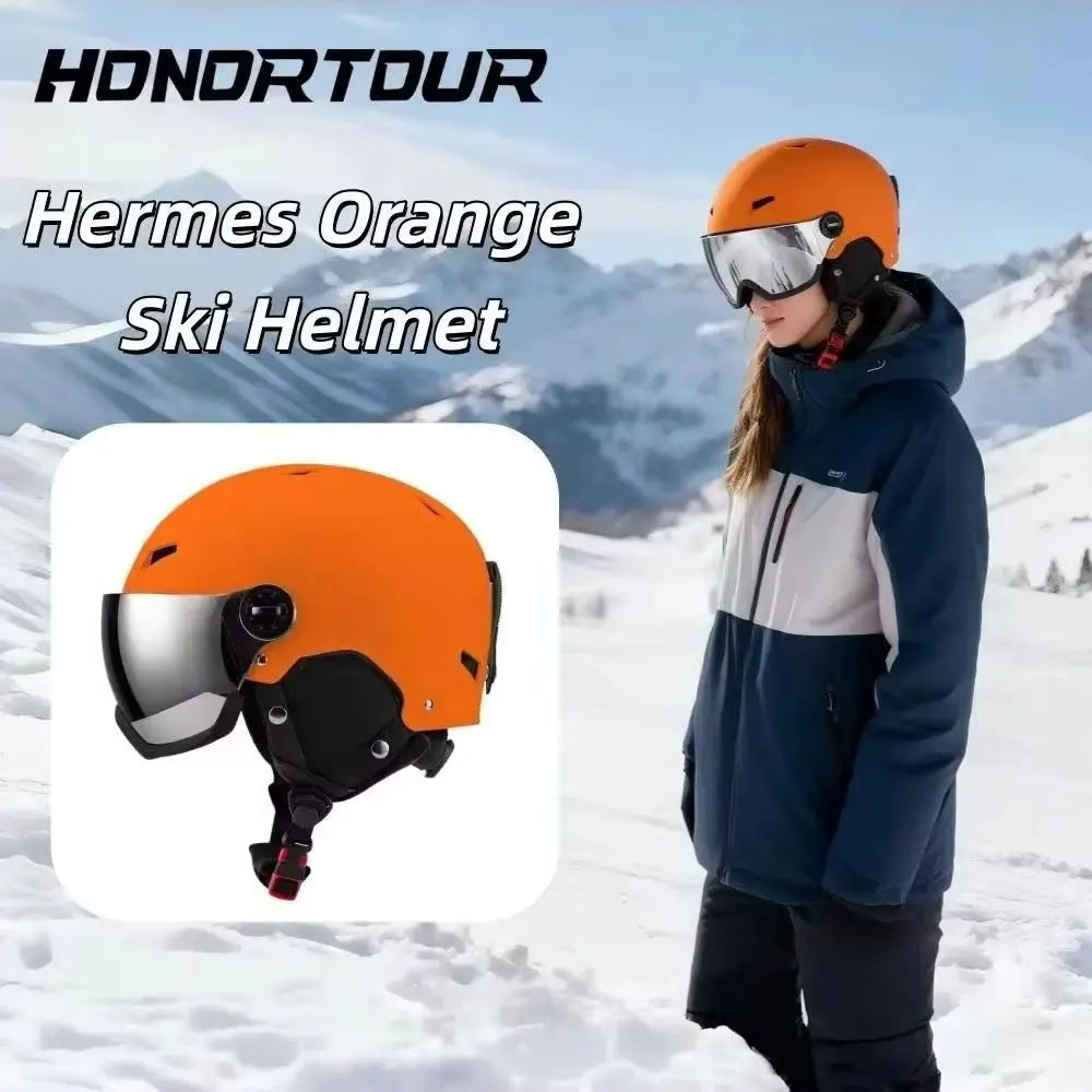 Casco de esquí Horntour, gafas de nieve para hombres en uno, casco de Snowboard antiimpacto para mujeres adultas, casco de seguridad para Snowboard, monopatín y esquí