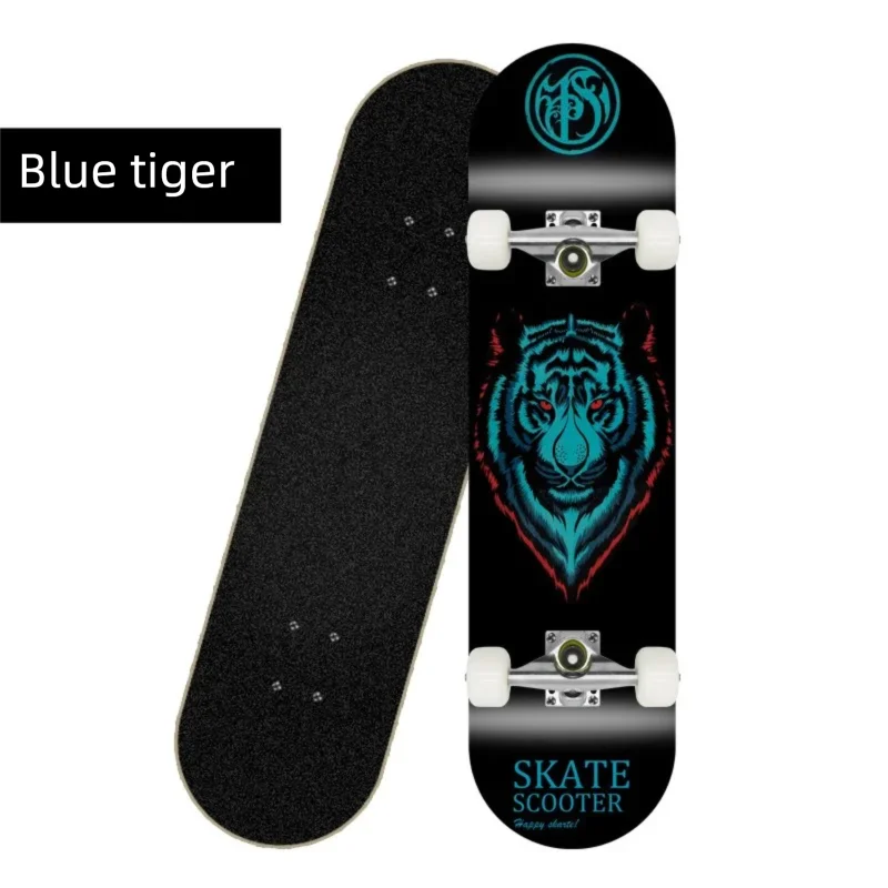 Patineta Deportiva de Madera de Arce de 80 cm, 4 Ruedas, Diseño de Doble Kick, Patineta Profesional para Trucos y Calle, para Jóvenes y Adultos