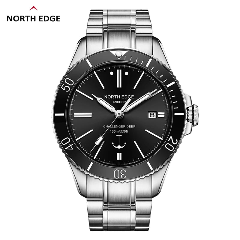 Reloj mecánico para hombre NORTH EDGE ANCHOR de 42 mm, reloj automático de lujo con cristal de zafiro y movimiento MIYOTA 8215, resistente al agua 10 bar.