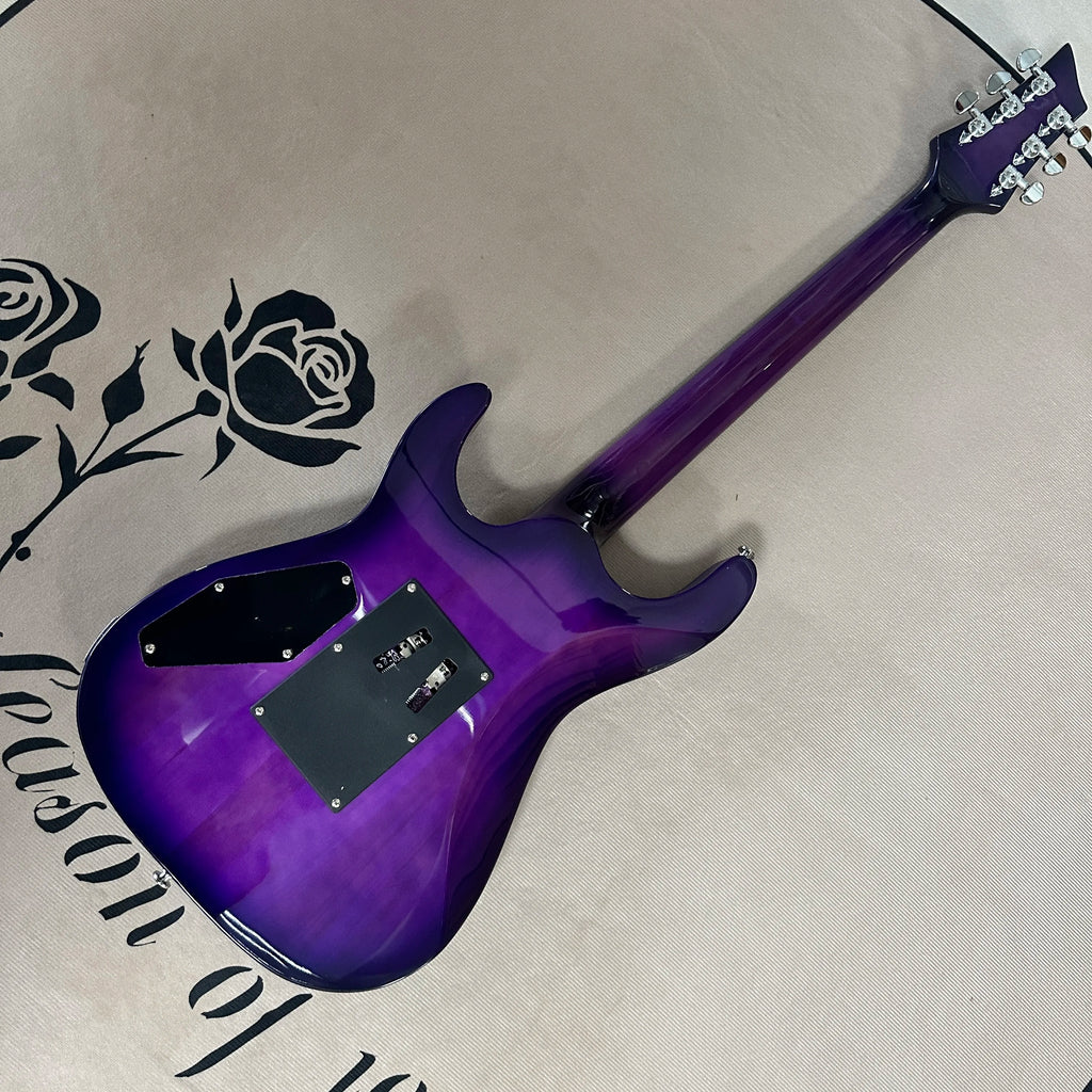 Guitarra eléctrica morada de 6 cuerdas, guitarras eléctricas de hardware blanco, guitarra con diapasón de palisandro