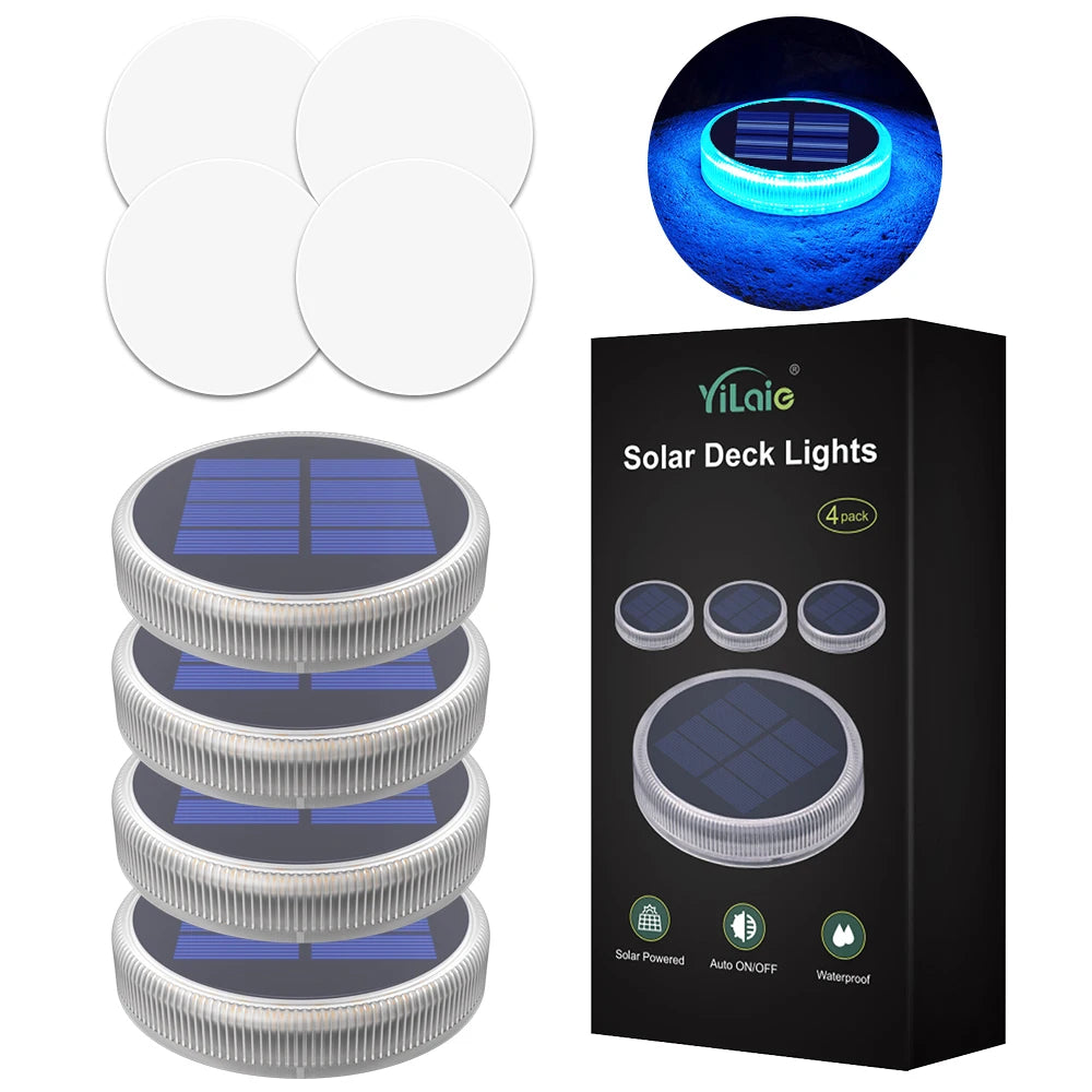 Luces LED solares para cubierta de exterior IP68, iluminación impermeable para jardín, iluminación de paso, encendido/apagado automático, escaleras, Patio, camino, valla, lámpara de pared