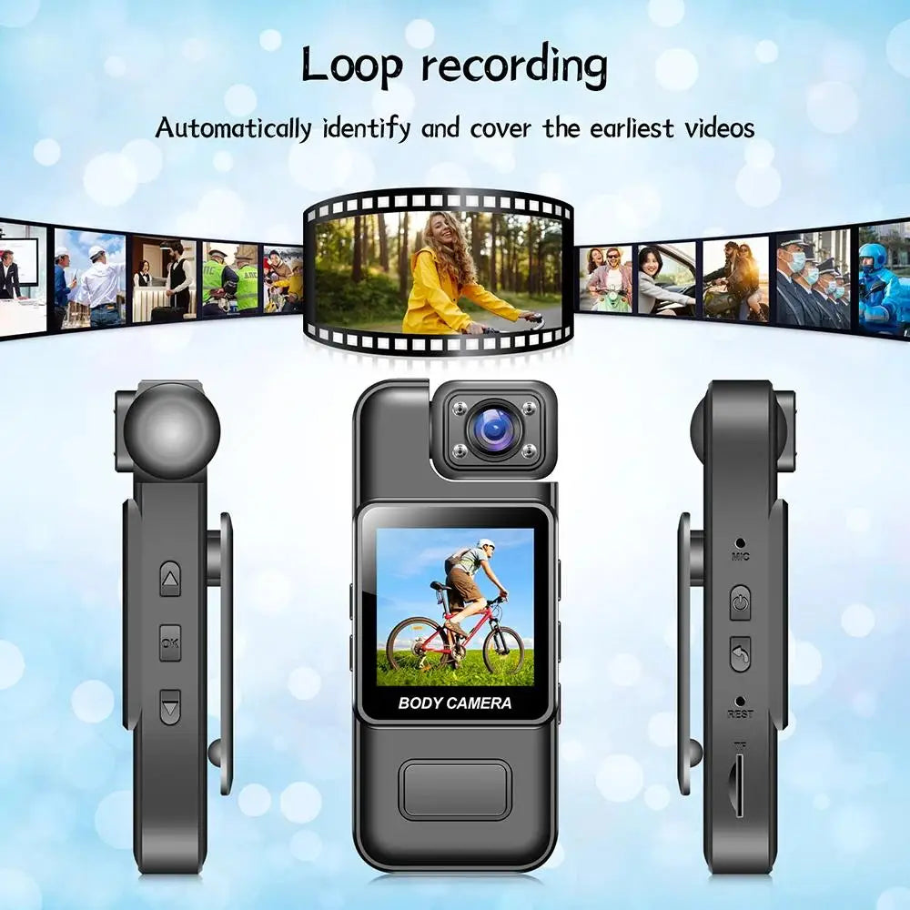 Cámara Corporal 4K Ultra HD, Mini Cámara Portátil con Visión Nocturna, 180° °   Lente Giratoria, Larga Duración de Batería, Grabación de Video