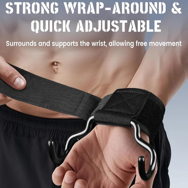 Ganchos de levantamiento de pesas, soporte de agarre, ganchos de soporte para fitness de barra simple y doble, guantes de entrenamiento con soporte para muñeca, gancho de agarre