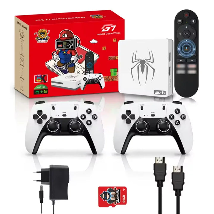 Nueva Consola de Juegos 2 en 1 con Sistema Dual G7, Salida 8K 3D, 30,000 Juegos, 2GB de RAM, 64GB SSD, Android 16.0, Controles Inalámbricos Duales de 2.4G