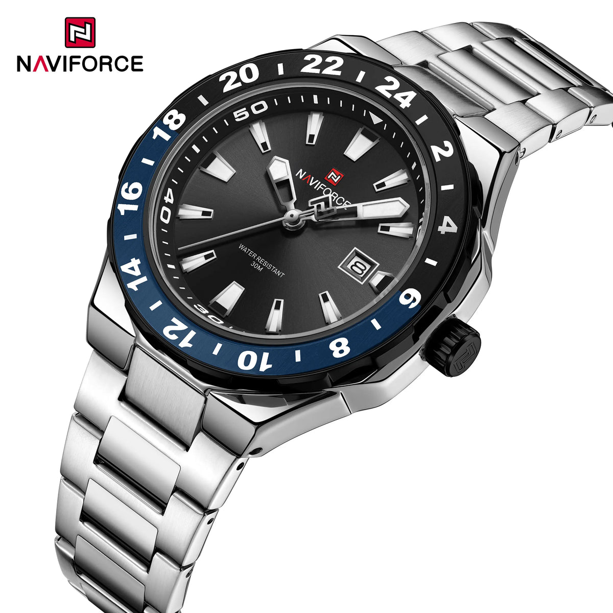 Relojes de lujo para hombre NAVIFORCE, reloj deportivo de cuarzo resistente al agua, reloj de pulsera militar con correa de acero inoxidable, Relogio Masculino
