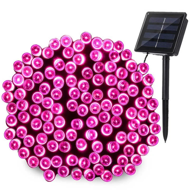 Guirnalda de luces LED de Navidad de 7m/12m/22m, luces de cadena solares para exteriores, 8 modos, decoración de jardín y bodas, resistente al agua