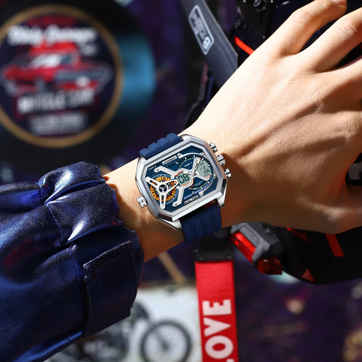 Reloj de pulsera deportivo de cuarzo para hombre POEDAGAR, moda, fecha, semana, luminoso, LED digital, reloj electrónico para hombre, hora dual, relojes casuales para hombre