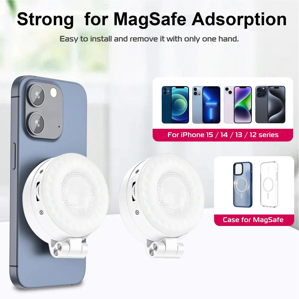 Luz para Selfie para teléfono, luz LED magnética para teléfono, Selfie, 3 modos de iluminación ajustable para maquillaje, portátil, cámara web, Vlog