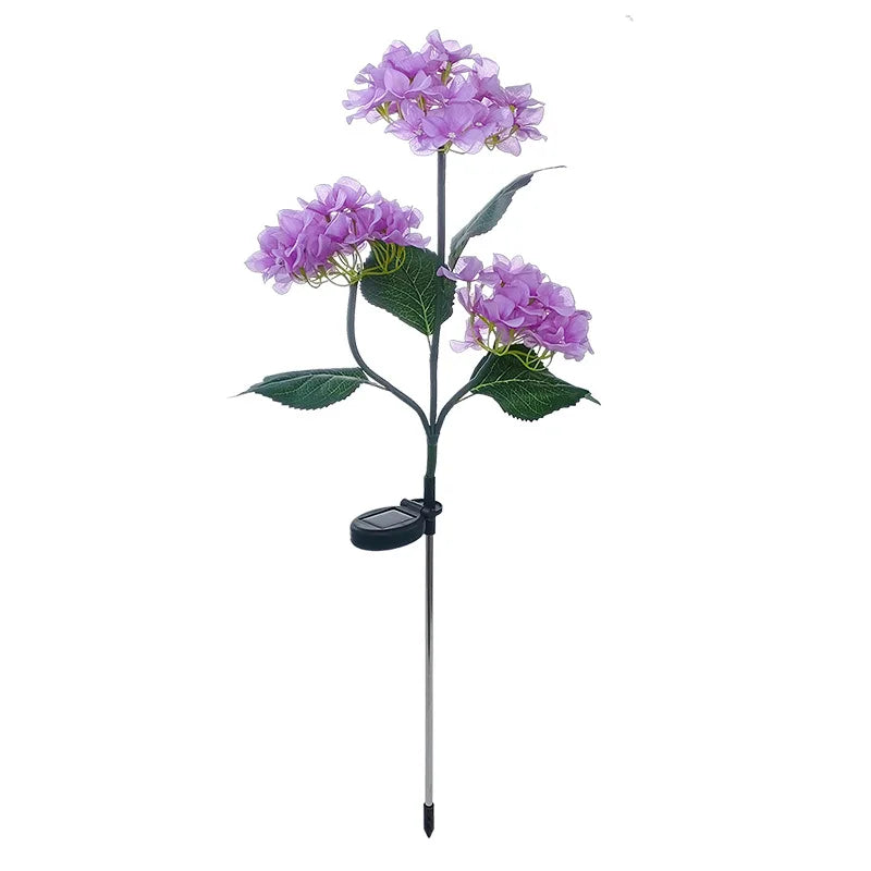 Luz LED de hortensia con energía solar, lámpara de jardín artificial realista, lámpara de césped semi-empotrada para patio exterior y caminos