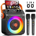 Altavoz Portátil Karaoke con Entrada USB/Tarjeta TF/Bluetooth/Aux, Función de Grabación, Altavoz Potente para Fiestas, Camping, Playa, Garaje