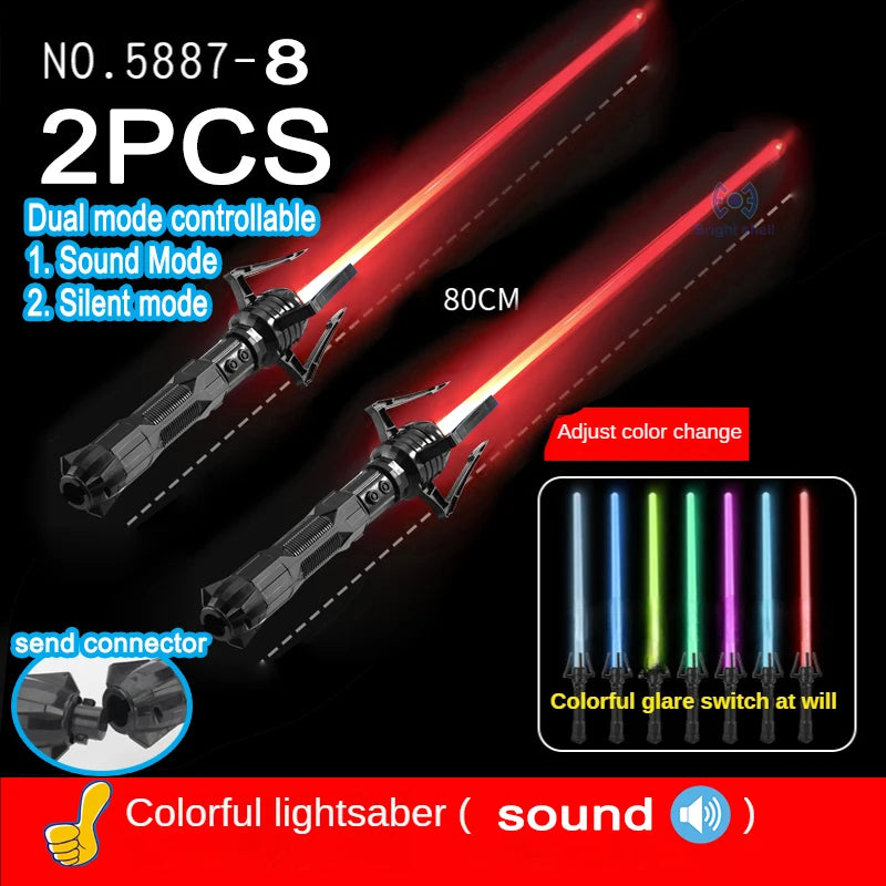 Espada láser RGB de 80 cm, juguete de sable de luz, 7 colores cambiantes, fuentes de sonido para niños, Force FX FOC Blaster, juguete de espada láser Jedi, regalo
