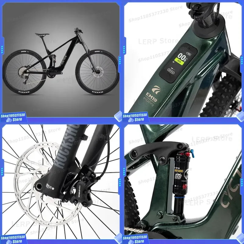 Bicicleta de montaña eléctrica BAFANG M820 2026 de doble suspensión, 250W, cuadro de fibra de carbono, horquilla ROCKSHOX, 12 velocidades, 48V, autonomía de 150 km, KS