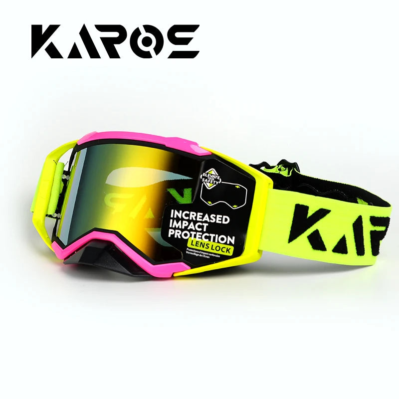 KAROS gafas deportivas lente de campo ancho almohadilla absorbente de golpes de 3 capas banda ajustable protección UV gafas de esquí para motocicleta K339