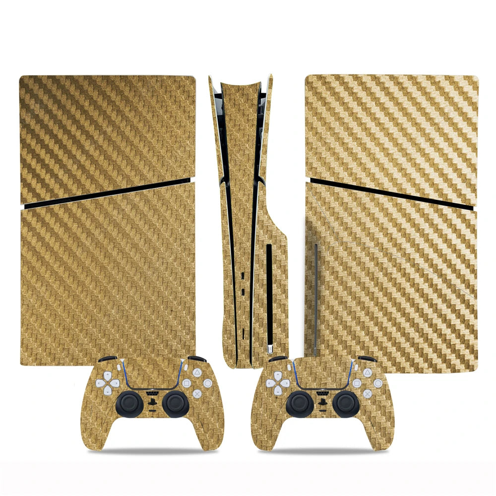 Nueva pegatina de fibra de carbono para consola PS5 Slim edición con disco, adhesivos para la parte central de la consola, accesorios para consola de juegos