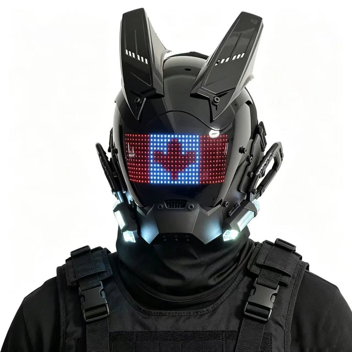 Máscara de Casco LED Cyberpunk con Pantalla Integrada - Control por APP, Tecnología de Cara Completa para Halloween, Cosplay, Fiesta, Festival de Música