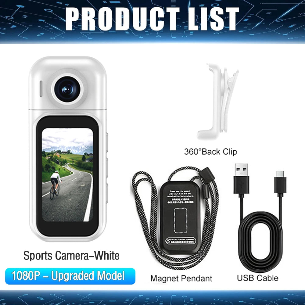 Mini Cámara Deportiva 4K, Cámara HD 1080P/30FPS, Control Remoto WiFi, Resistente al Agua, Cámara para Casco Vlog DV con Estuche de Carga