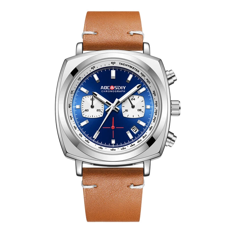 Reloj de cuarzo cuadrado para hombre 2026, multifuncional, con cronógrafo, tres subesferas, seis manecillas, resistente al agua, Relogio Masculino