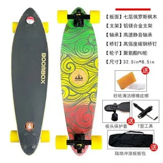 Monopatín profesional para adultos de 32x9,25 pulgadas, tabla de baile longboard, cepillo para niña, calle, camino de arce, velocidad hacia abajo, tabla de doble urdimbre para surf