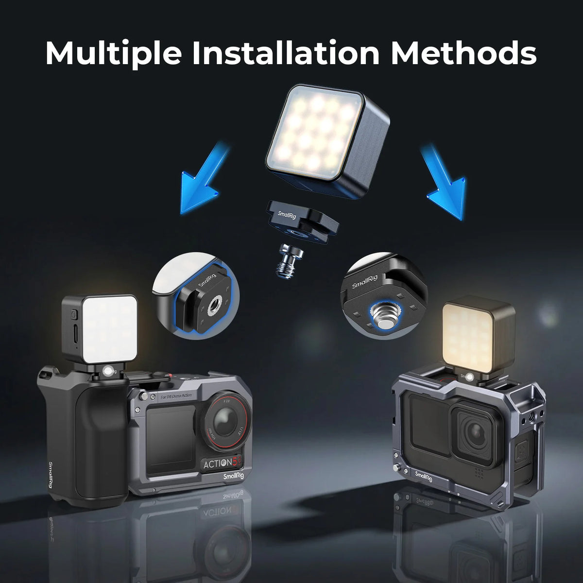 Luz de Relleno SmallRig para Cámaras de Acción, Montaje Magnético y con Soporte Cold Shoe, 3 Configuraciones de Temperatura de Color para Grabación de Vlogs y Selfies 5446