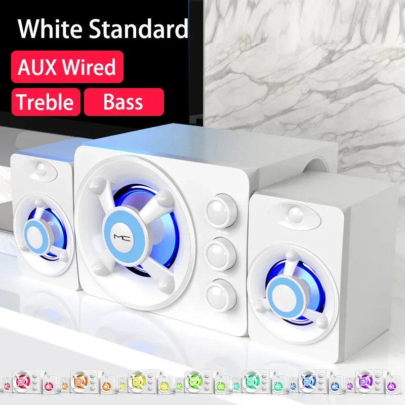 Altavoz de barra de sonido envolvente para cine en casa, estéreo 3D HIFI, con luces LED de colores, conexión AUX, USB, cableada e inalámbrica por Bluetooth