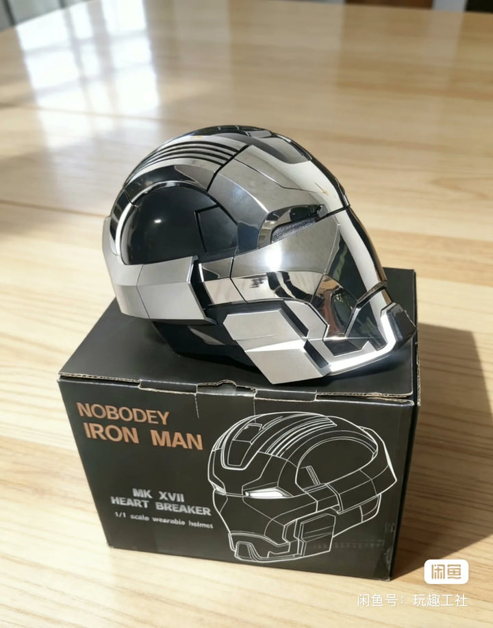 Casco de Iron Man Mk17 Mk5 de los Vengadores, Automático, 1 a 1, Apertura y Cierre Eléctrico, Control Remoto por Voz en Inglés, Juguete de Cosplay, Regalo de Cumpleaños