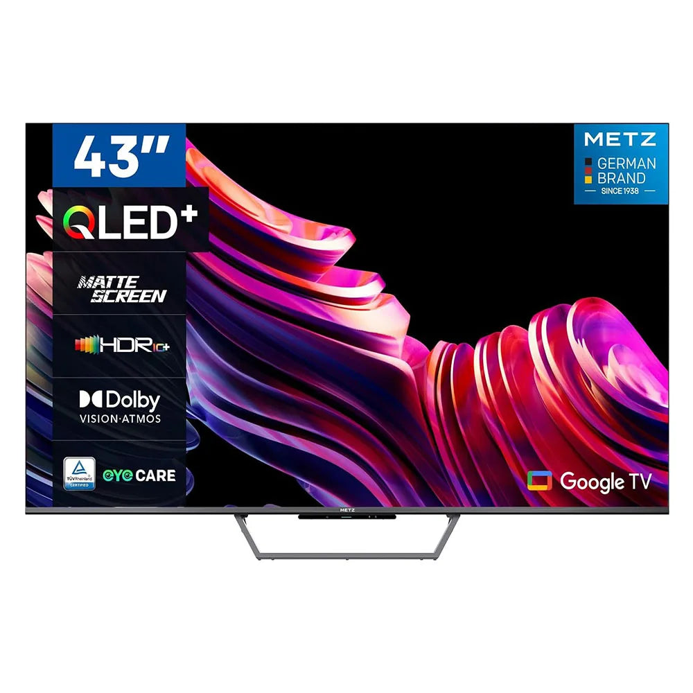 Metz Qled+ 4K Uhd 43" Smart Tv with Google Tv and Anti-Glare Matte Screen Dolby Vision Dolby Atmos Hdr Wi-Fi 2024 43Mqe7600Z