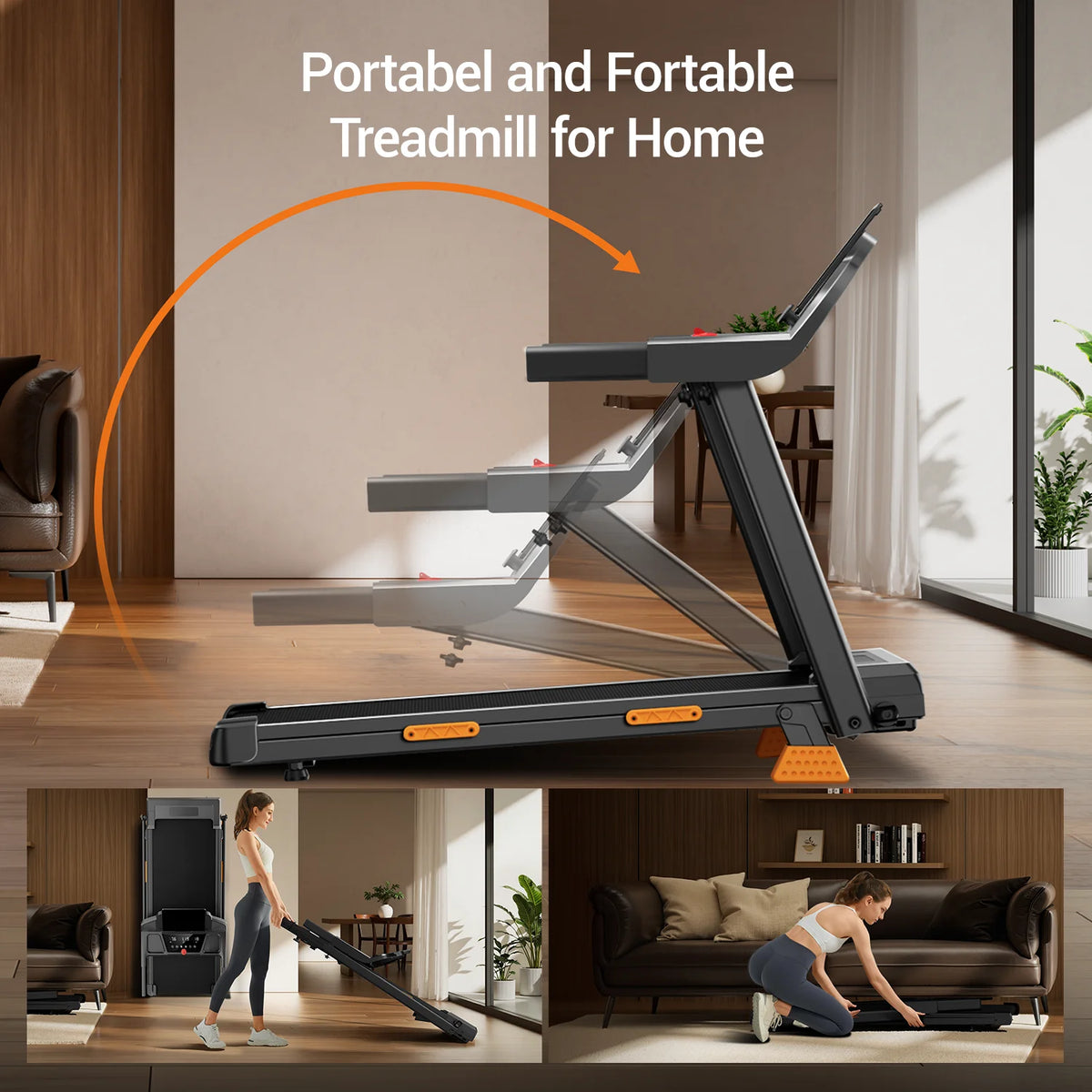 Caminadora Plegable ROBORE SF20 con Inclinación del 15%, Velocidad de 12 km/h, Carga Máxima de 136 kg, Motor Silencioso sin Escobillas de 3.0 HP, Cinta de Correr de 97×40 cm