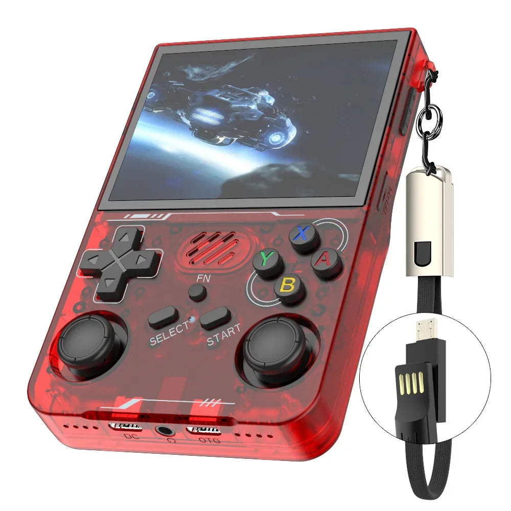 Consola de videojuegos retro portátil R36XX sistema Linux, pantalla IPS de 3,5 pulgadas, reproductor de video de bolsillo, 64GB 128GB, regalo para niños