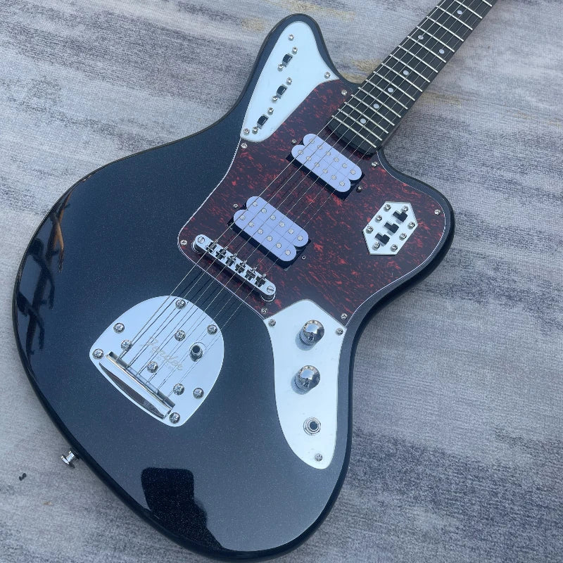 Nueva Guitarra Eléctrica JG Negra con Doble Pastilla Humbucker, Pickguard de Concha de Tortuga, Cuerpo Offset, Guitarra Indie Rock, Envío Incluido