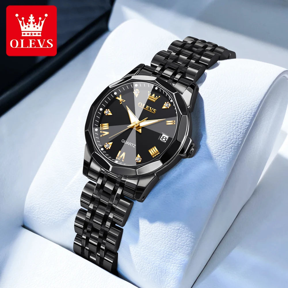 Reloj OLEVS 9931 para mujer, elegante reloj de cuarzo cuadrado original, resistente al agua, luminoso, con fecha automática, regalo para dama