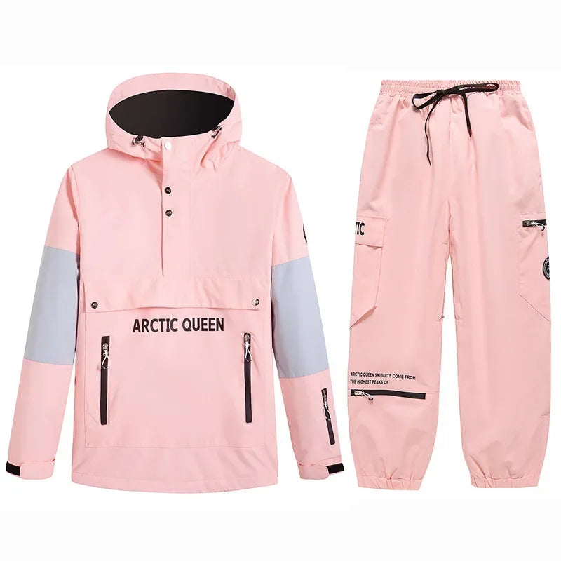 Conjuntos de Trajes de Nieve para Hombre y Mujer, Ropa de Snowboard, Ropa de Invierno para Exteriores, Sudadera con Capucha, Traje Impermeable, Chaqueta de Esquí + Pantalones