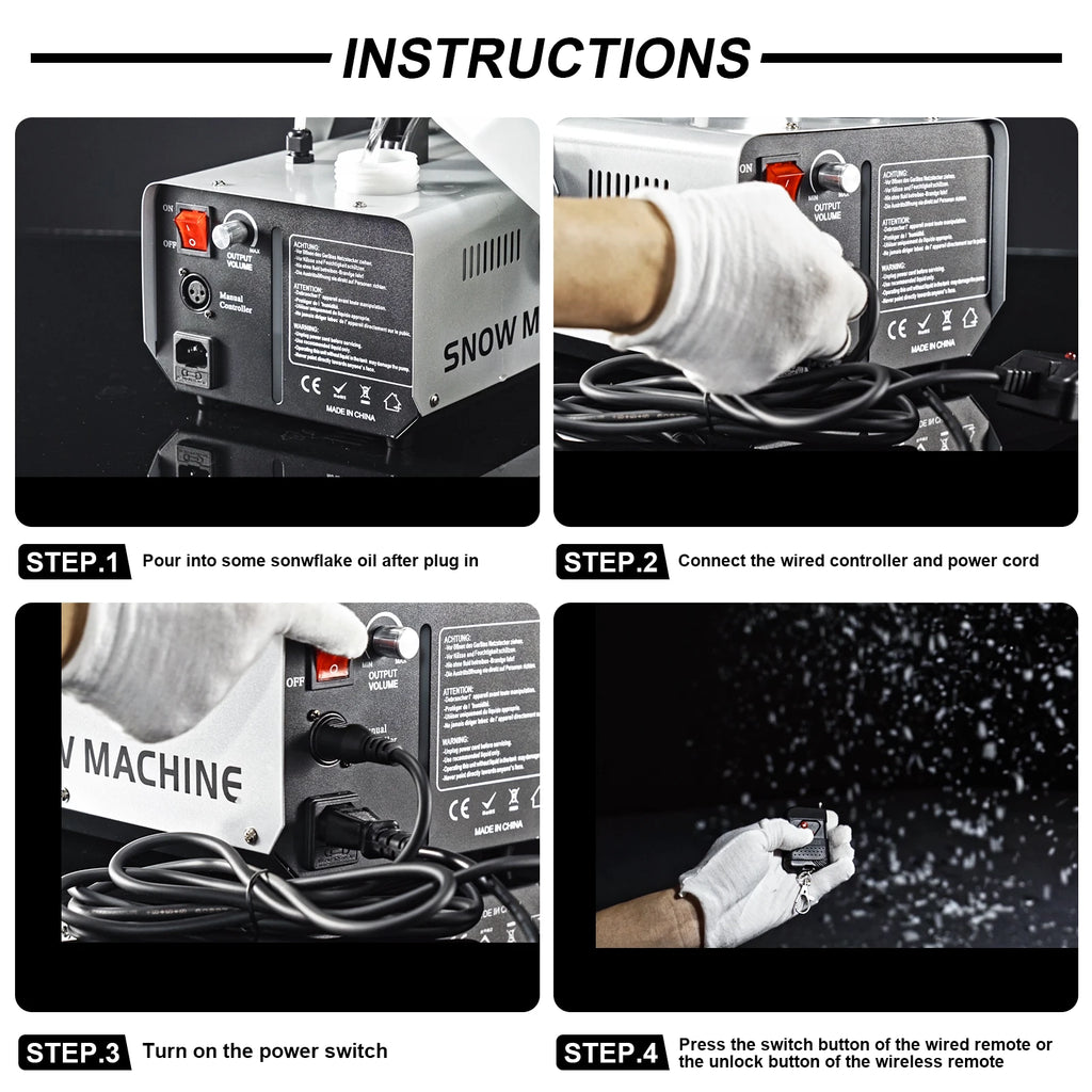 Máquina de nieve U'King de 1000W, máquina de nieve con Control remoto inalámbrico para interiores y exteriores, para fiesta de Navidad, boda, puesta en escena