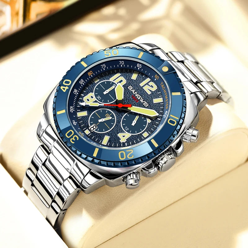 Reloj militar impermeable para hombre BANGWEI Reloj de pulsera de cuarzo Reloj deportivo Reloj de negocios para hombre Relogios Masculino