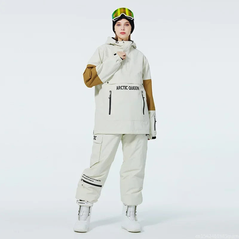 Conjuntos de Trajes de Nieve para Hombre y Mujer, Ropa de Snowboard, Ropa de Invierno para Exteriores, Sudadera con Capucha, Traje Impermeable, Chaqueta de Esquí + Pantalones
