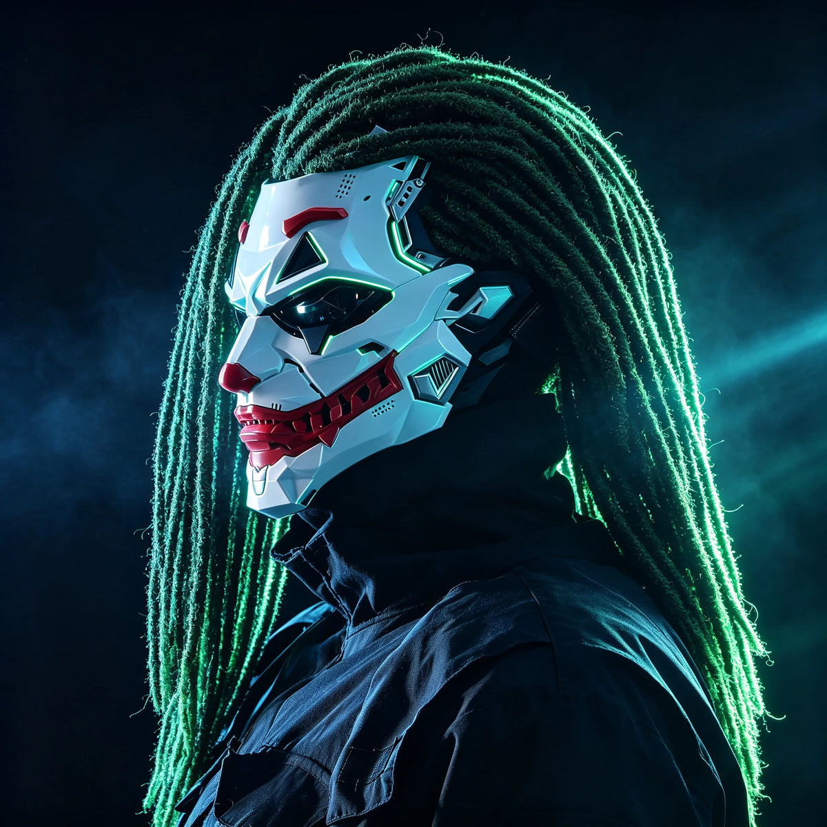 Máscaras de payaso de estilo cyberpunk con trenzas, disfraz de payaso para cosplay, accesorios para fiestas, regalos y juguetes para adultos, ideales para Halloween y juegos de rol de anime.